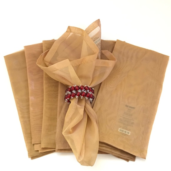 PIER 1 Napkins Sheer Gold Set of 8 - Picture 2 of 10
